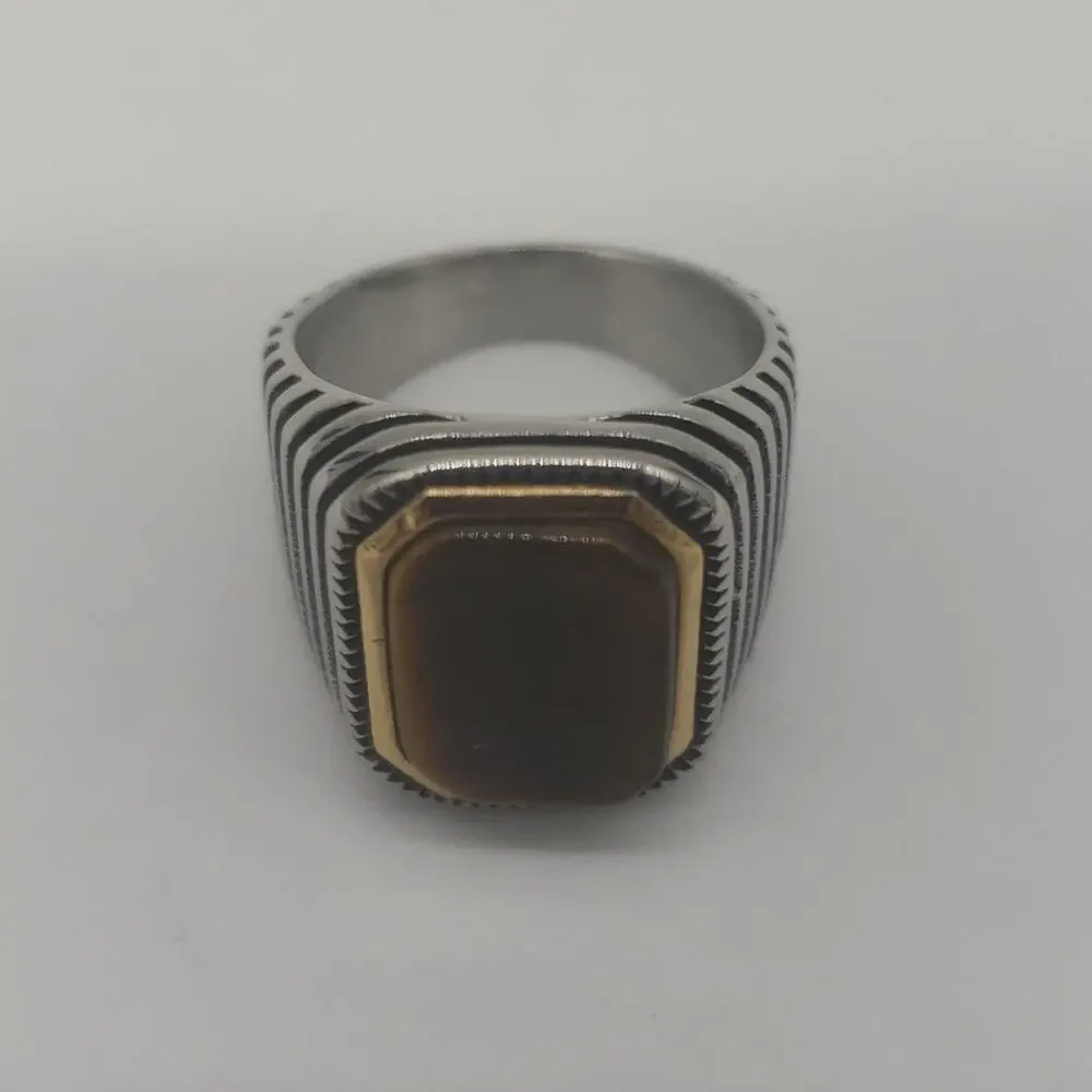Tiger Eye Natural Gemstone Handmade Men's Ring Size 8 NWT